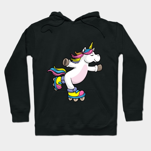 Unicorn as Inline Skater with Inline Skates Hoodie by Markus Schnabel